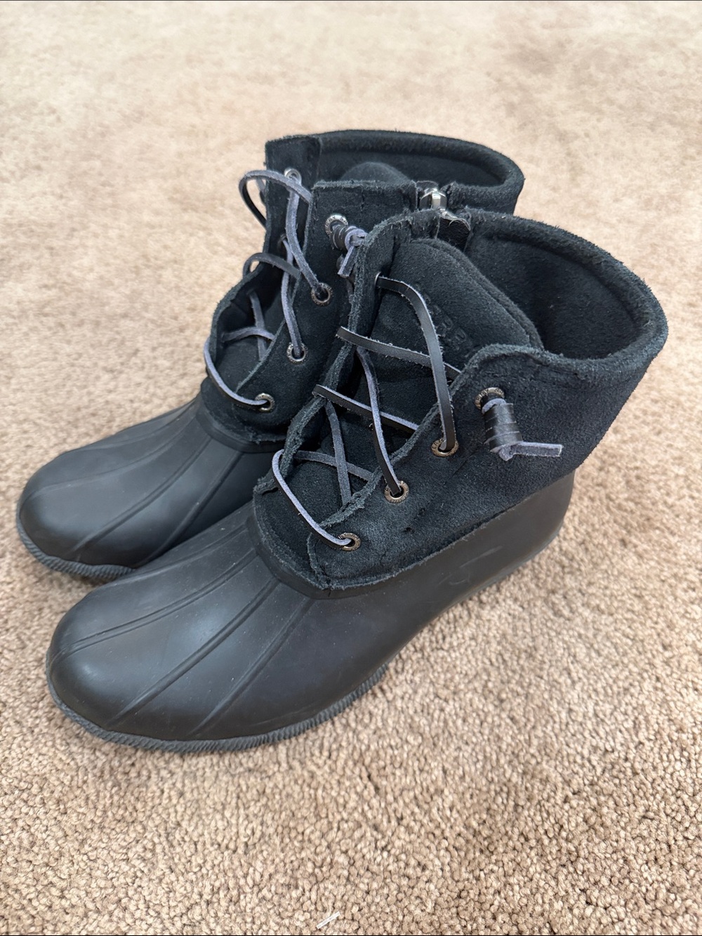 Sperry Women’s Black Lace-Up Winter Rain Boots